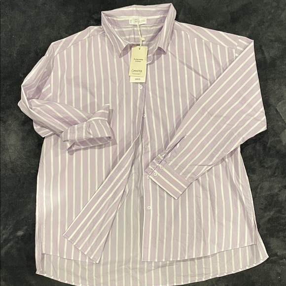 Mango Women's Lilac Relaxed Cotton Shirt - Picture 1 of 6